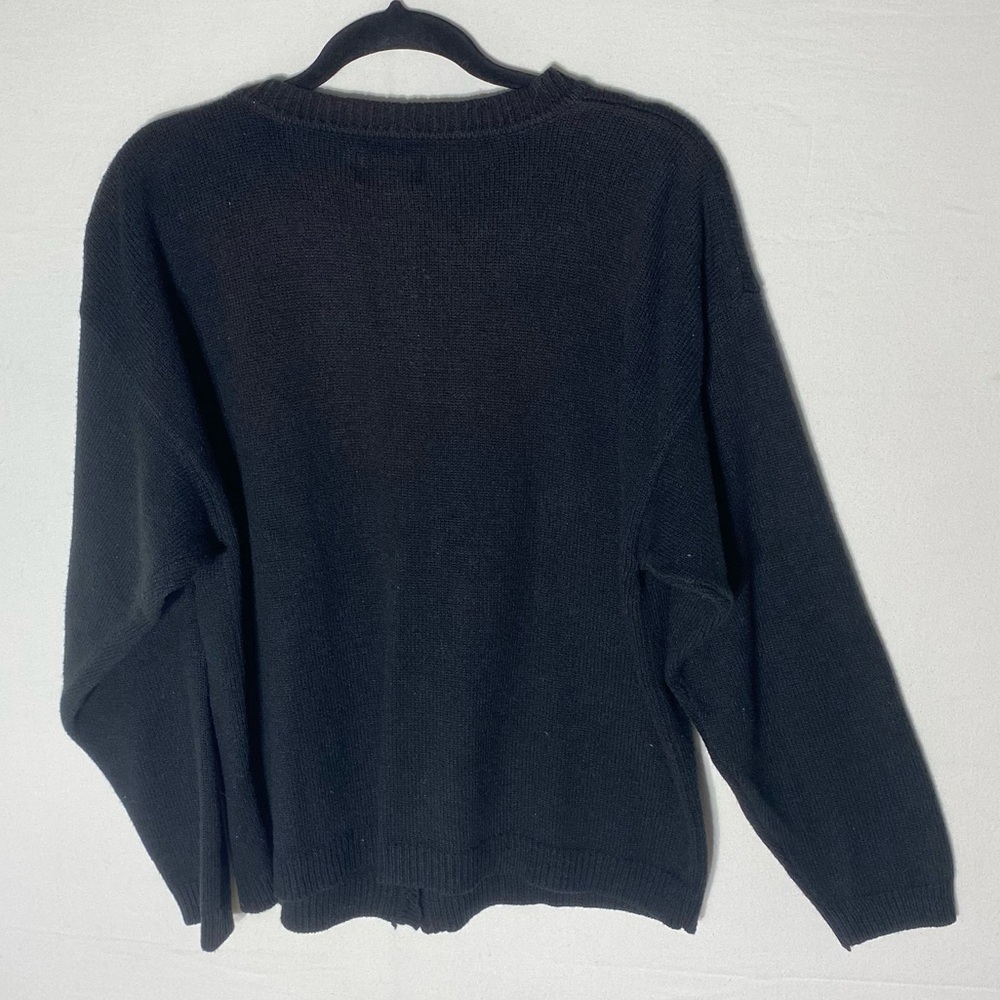 Vintage Carroll Reed Collections Floral Embroidered Black Cardigan Sweater L - Picture 2 of 16